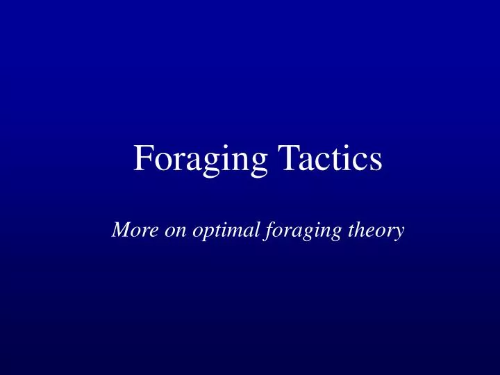 foraging tactics