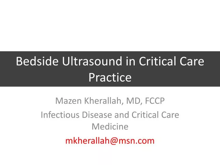 bedside ultrasound in critical care practice
