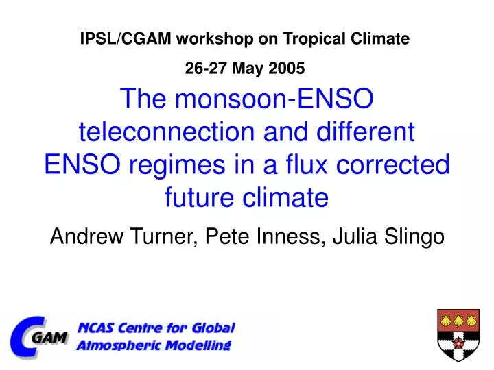 the monsoon enso teleconnection and different enso regimes in a flux corrected future climate