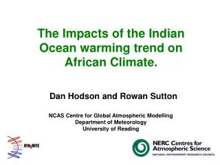 The Impacts of the Indian Ocean warming trend on African Climate.