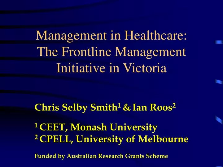 management in healthcare the frontline management initiative in victoria