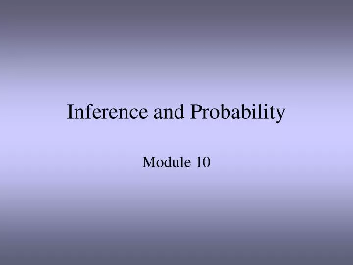 inference and probability