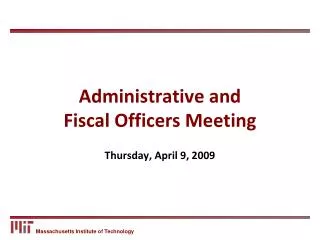 Administrative and Fiscal Officers Meeting