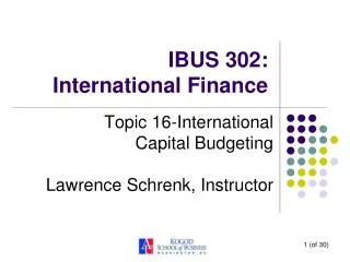 IBUS 302: International Finance