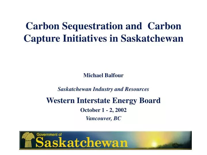 carbon sequestration and carbon capture initiatives in saskatchewan