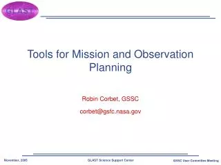 Tools for Mission and Observation Planning