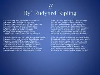 If By : Rudyard Kipling