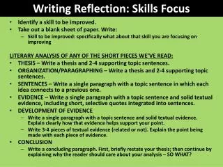 Writing Reflection: Skills Focus