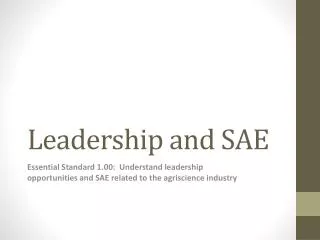 Leadership and SAE