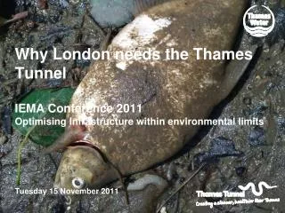 Why London needs the Thames Tunnel IEMA Conference 2011 Optimising Infrastructure within environmental limits Tuesday 15