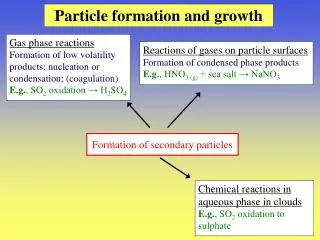 Particle formation and growth