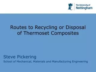 Routes to Recycling or Disposal of Thermoset Composites