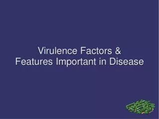 Virulence Factors &amp; Features Important in Disease