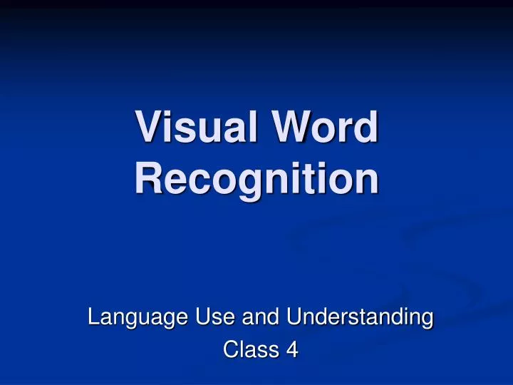 visual word recognition