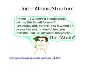 Unit – Atomic Structure