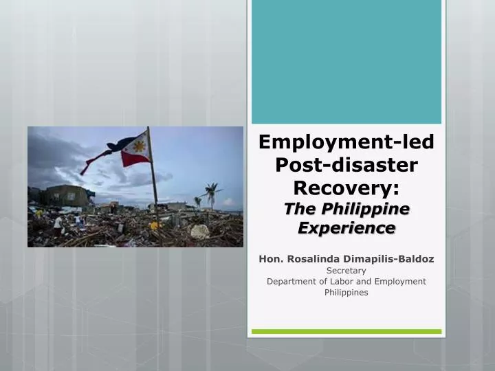 employment led post disaster recovery the philippine experience