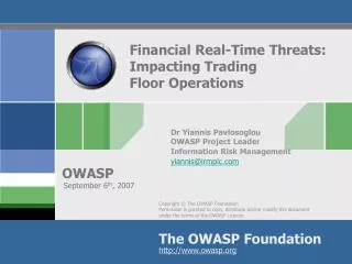 Financial Real-Time Threats: Impacting Trading Floor Operations