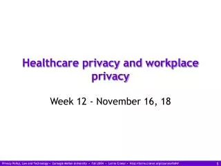 Healthcare privacy and workplace privacy