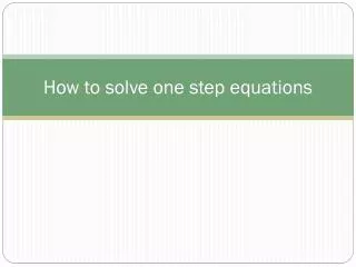 how to solve one step equations