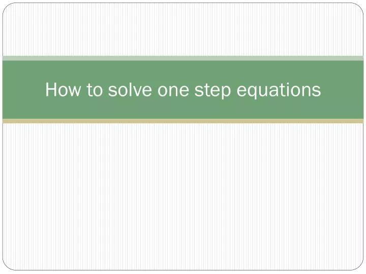 how to solve one step equations