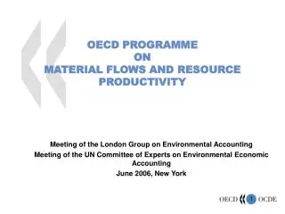 OECD PROGRAMME ON MATERIAL FLOWS AND RESOURCE PRODUCTIVITY