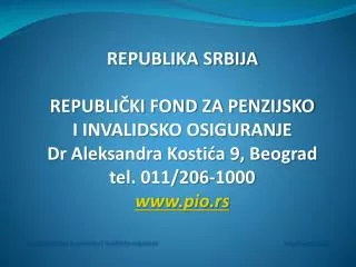 republi ki fond za penzijsko i invalidsko osiguranje http www pio rs