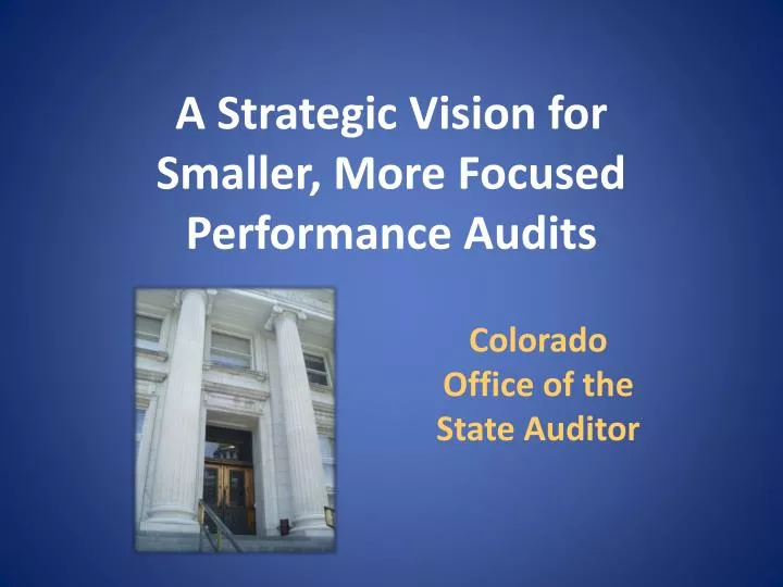 a strategic vision for smaller more focused performance audits