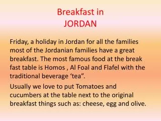 Breakfast in JORDAN