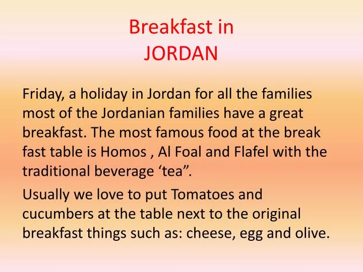 breakfast in jordan