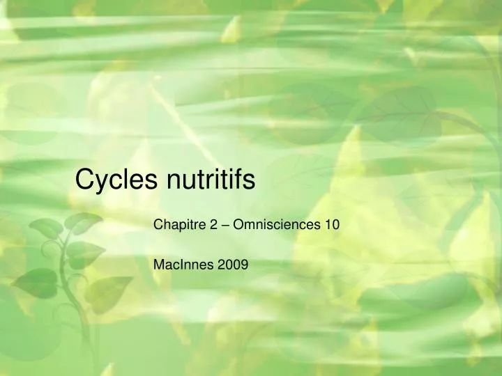 cycles nutritifs