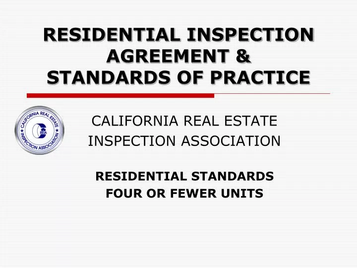 residential inspection agreement standards of practice