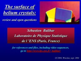 The surface of helium crystals: review and open questions