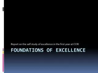 Foundations of Excellence