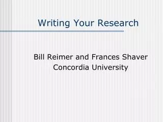 Writing Your Research