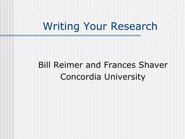 writing your research