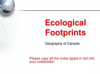 Ecological Footprints