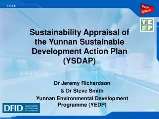 Sustainability Appraisal of the Yunnan Sustainable Development Action Plan (YSDAP)
