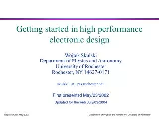 Getting started in high performance electronic design