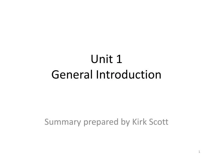 unit 1 general introduction