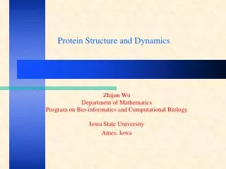 Zhijun Wu Department of Mathematics Program on Bio-informatics and Computational Biology Iowa State University Ames, Iow