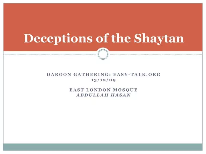 deceptions of the shaytan