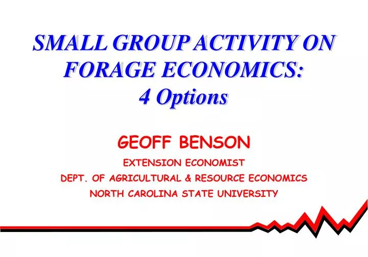 small group activity on forage economics 4 options