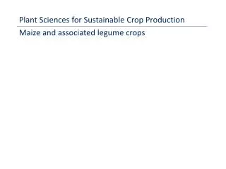 Plant Sciences for Sustainable Crop Production