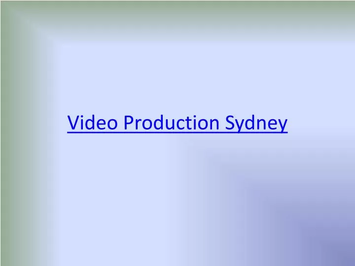 video production sydney