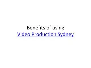 Sydney Video Production