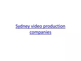 Video Production Sydney Professionals