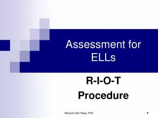 Assessment for ELLs