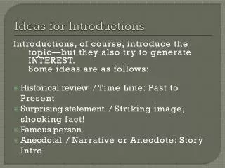 Ideas for Introductions