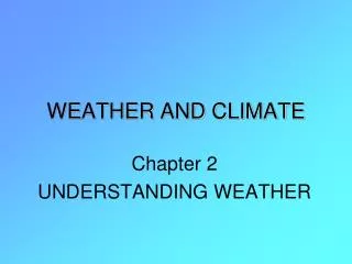 WEATHER AND CLIMATE