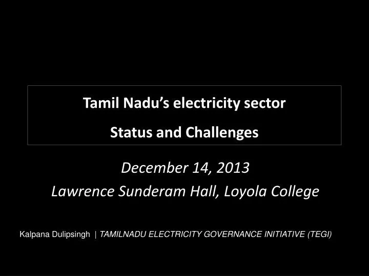 tamil nadu s electricity sector status and challenges